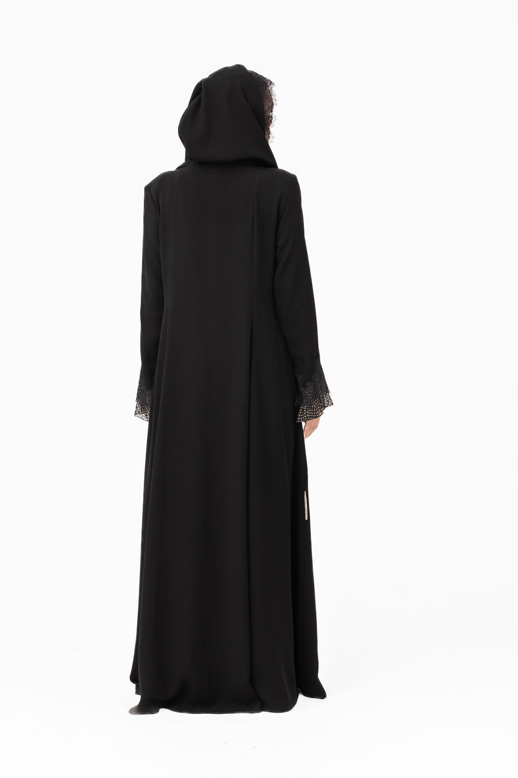 NR44 : Elegant Black Hooded Abaya