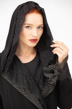 NR44 : Elegant Black Hooded Abaya