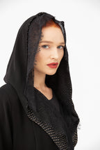 NR44 : Elegant Black Hooded Abaya