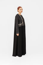 NR67 : Black Elegant Lace-Detail Abaya