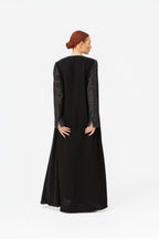 NR67 : Black Elegant Lace-Detail Abaya